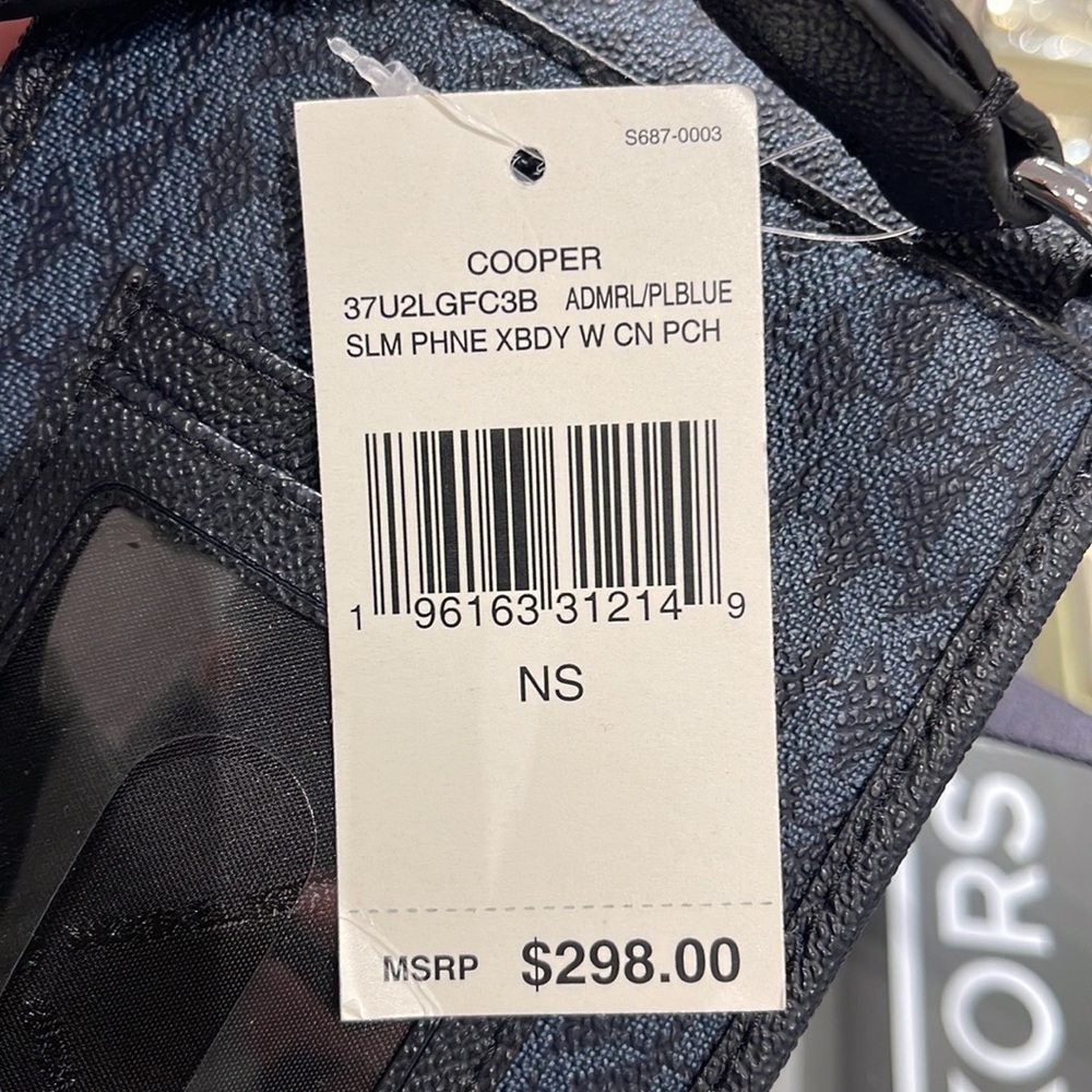 Michael Kors Cooper Slim Phone Crossbody Bag Coin Pouch MK Logo ADMRL/PLBLUE
NWT - Picture 3 of 16